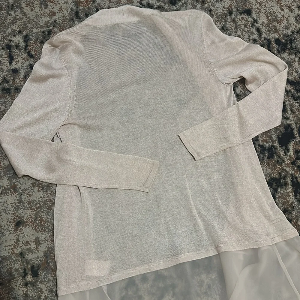 NWOT. Nic+Zoe Elegant Cream featherlight thin Sweater Cardigan. size XS. Silk. - Picture 6 of 6